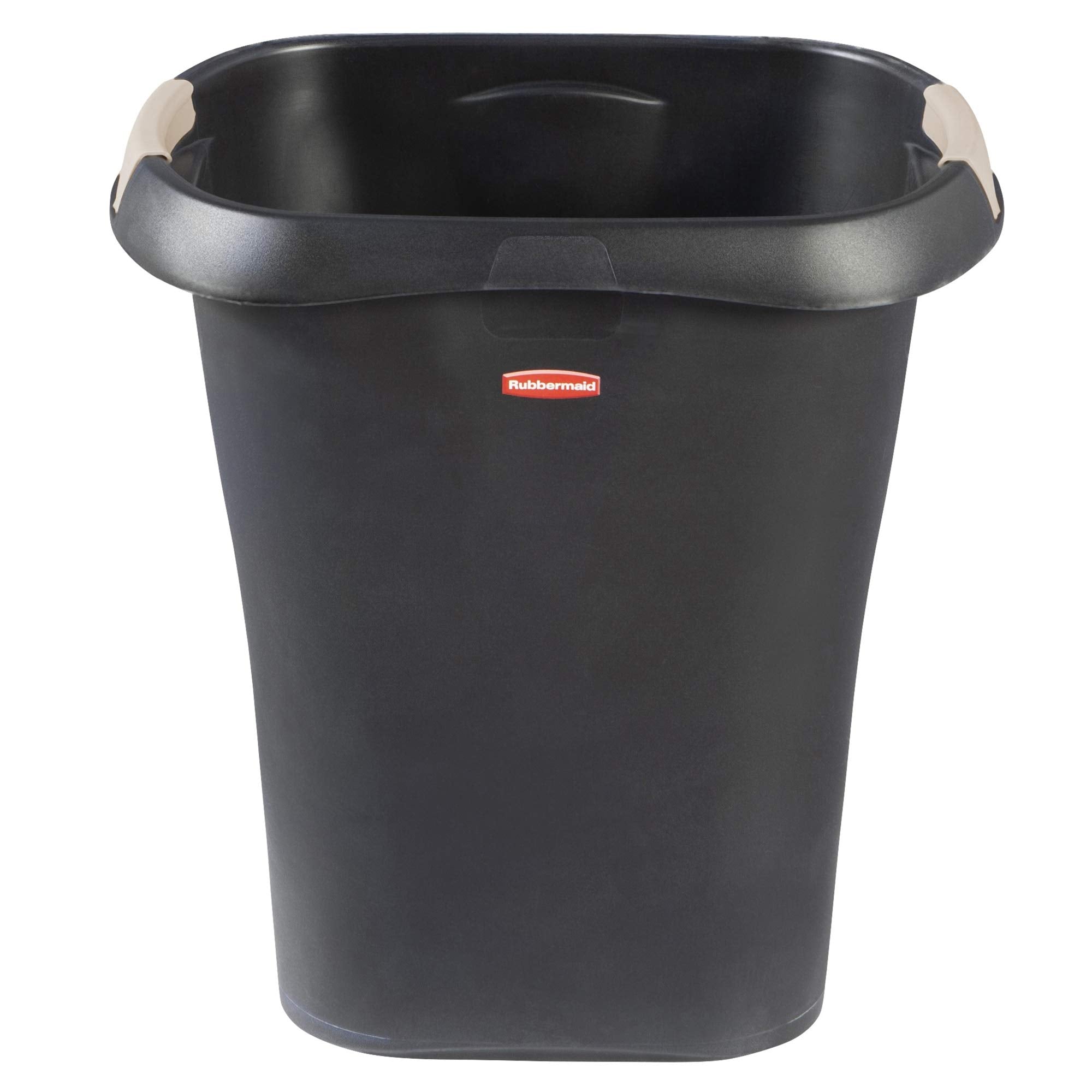 Rubbermaid Open Waste Basket, 32-Court/8-Gallon, Black, Garbage Container Bin For Kids/Adults, Fits Under Desk For Kitchen/Home/